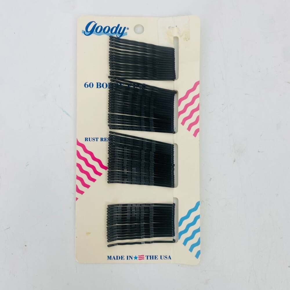 Vintage 1989 Goody Metal Bobby Pins Black Approx 60 Count Made in USA NOS